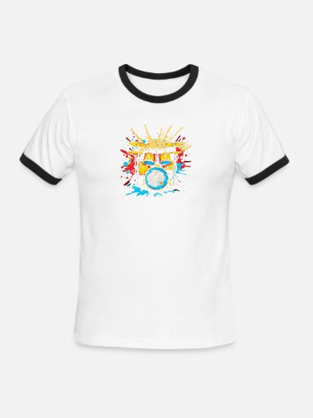 Drum Kit Steamwave - Men's Ringer T-Shirt - white/black
