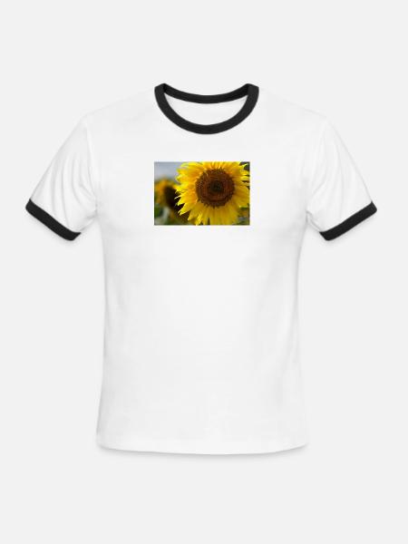 Sunlit Spiral Sunflower - Men's Ringer T-Shirt - white/black