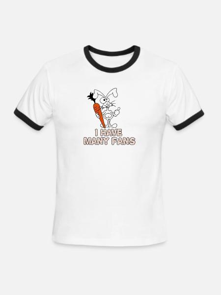 I Have Many Fans – Funny Rabbit Carrot Lover T-Shi - Men's Ringer T-Shirt - white/black