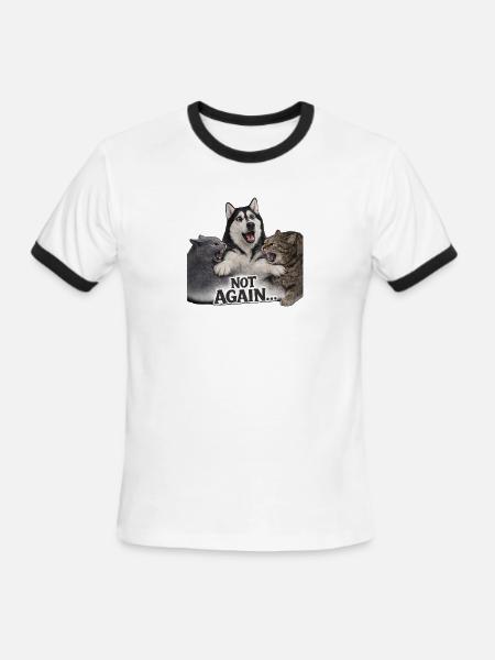 Not Again Pet Trio Laugh Tee - Men's Ringer T-Shirt - white/black