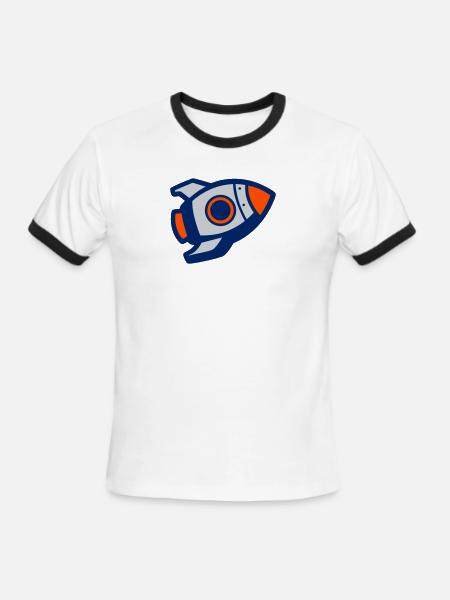 Launching Rocket Silhouette - Men's Ringer T-Shirt - white/black