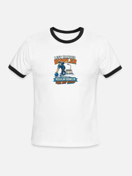 Lanceur gaucher : Le seul moyen de faire plus cool - T-shirt à bandes contrastées pour hommes - blanc/noir