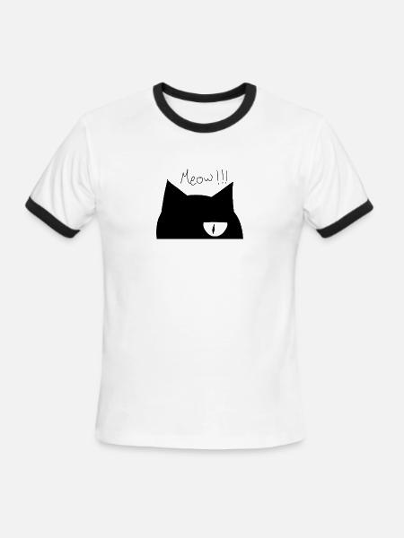 Cute cat face - Men's Ringer T-Shirt - white/black