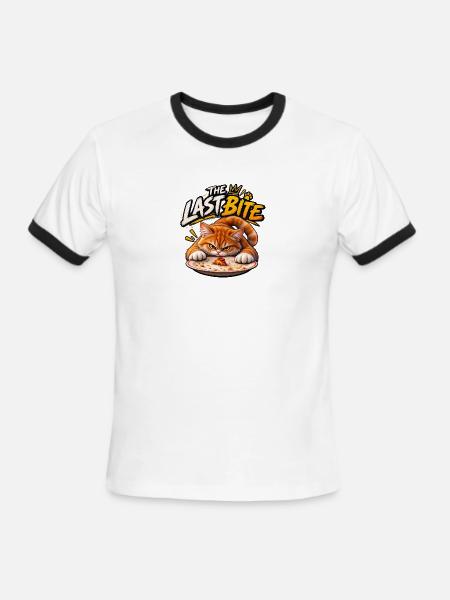 The Last Bite Cat Pizza - Men's Ringer T-Shirt - white/black