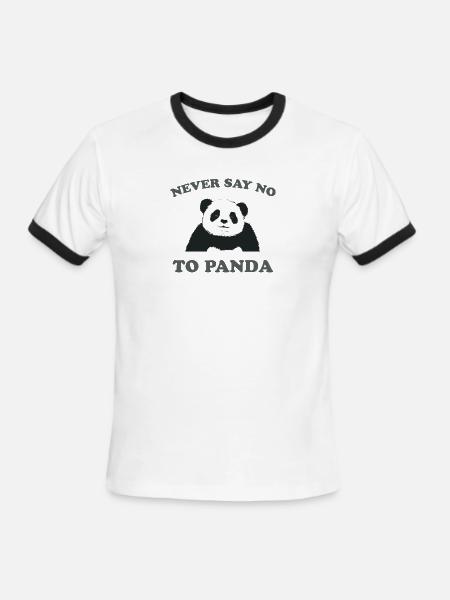 Never Say No To Panda - Grey - Men's Ringer T-Shirt - white/black
