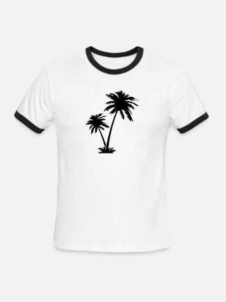 palm trees - Men's Ringer T-Shirt - white/black
