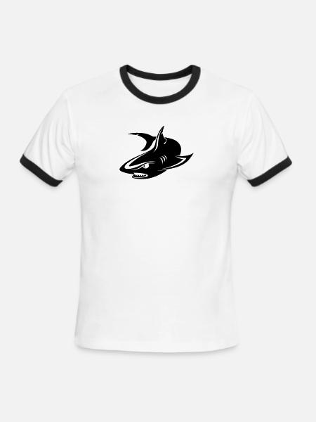 Shark - Men's Ringer T-Shirt - white/black