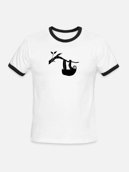 sloth - Men's Ringer T-Shirt - white/black