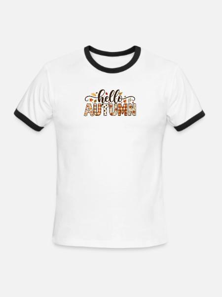 Hello Autumn - Minimal Script Fall Shirt - Men's Ringer T-Shirt - white/black
