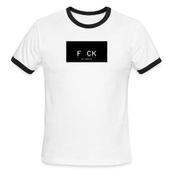 FCK All I Need is U Bold Typography - Men's Ringer T-Shirt - white/black - Front - Jackson (183cm)