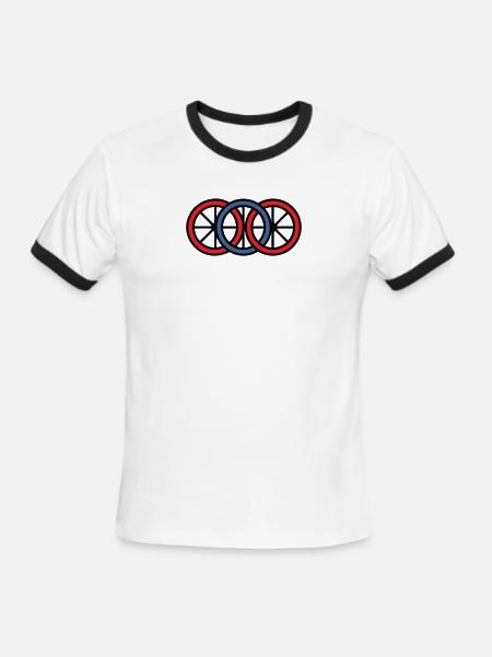 Bike Wheels Rings Logo - Men's Ringer T-Shirt - white/black