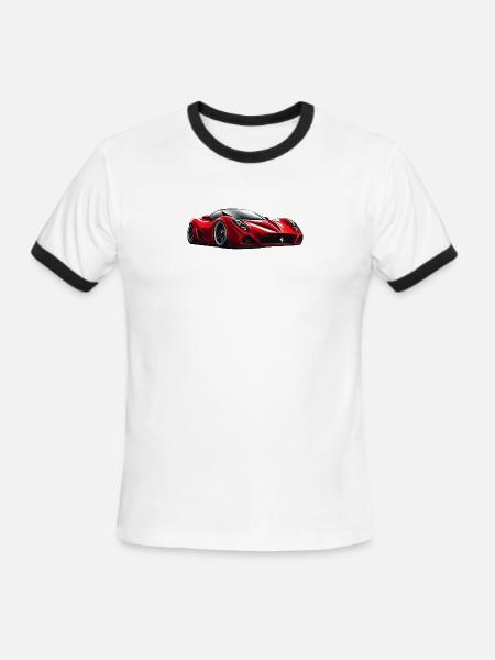 Crimson Velocity Sports Car - Men's Ringer T-Shirt - white/black