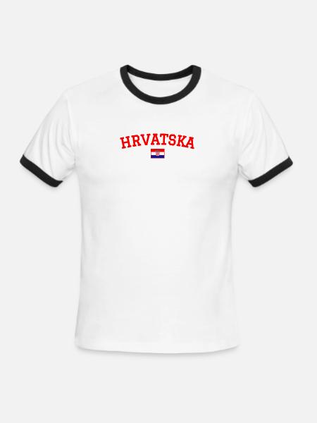 Croatia Flag Design Red - Men's Ringer T-Shirt - white/black