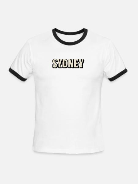 Sydney Retro Bold Lettering - Men's Ringer T-Shirt - white/black