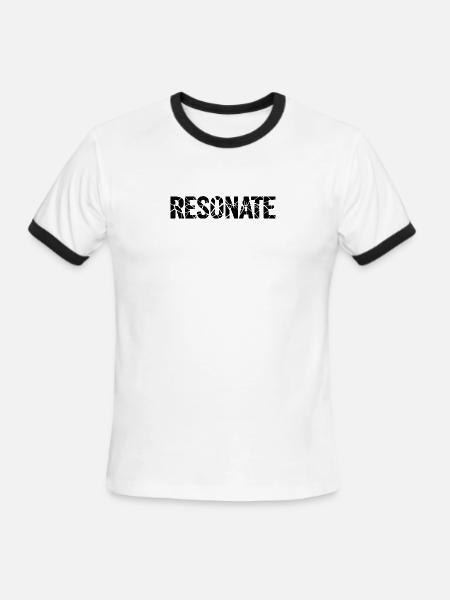 RESONATE T-Shirt: Hyper-Shattered Cutout Typograph - Men's Ringer T-Shirt - white/black