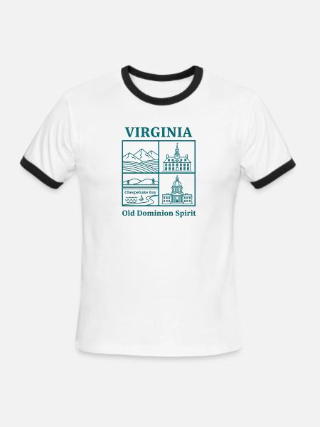 Virginia Vista: Mountains, Bay and Capitol - Men's Ringer T-Shirt - white/black