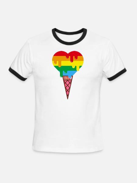 PRIDE Cream Cone humor - Men's Ringer T-Shirt - white/black