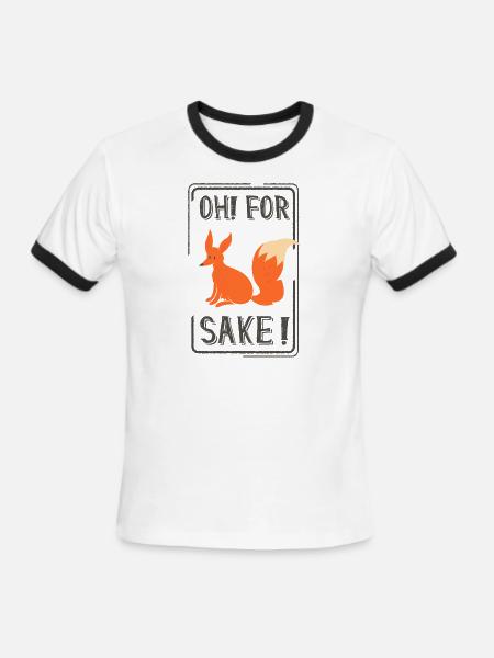 Oh No Sake Fox - Men's Ringer T-Shirt - white/black