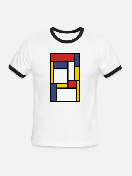 Mondrian Style Abstract - Men's Ringer T-Shirt - white/black