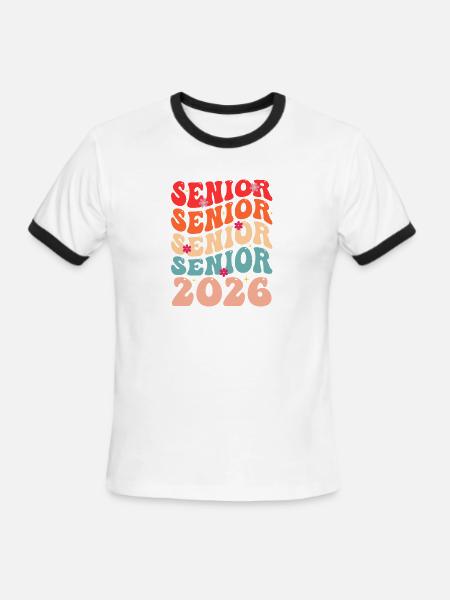 Senior Class 2026 Floral Rainbow - Men's Ringer T-Shirt - white/black