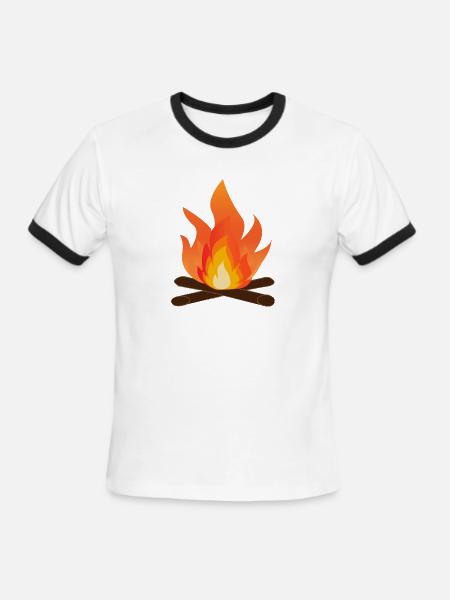 Bonfire Glow Campfire Flame Art - Men's Ringer T-Shirt - white/black