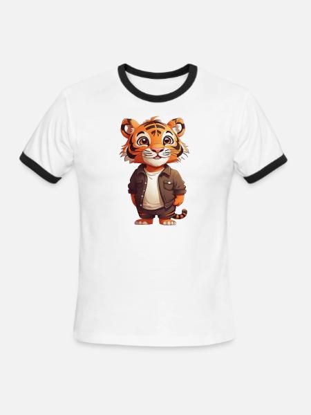 TIGER KING - Men's Ringer T-Shirt - white/black