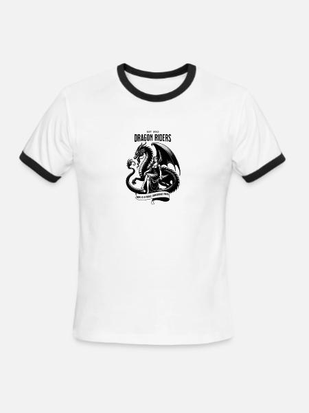 Dragon Riders Banner - Men's Ringer T-Shirt - white/black