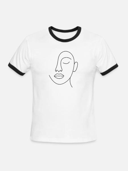 Minimal Line Portrait - Men's Ringer T-Shirt - white/black