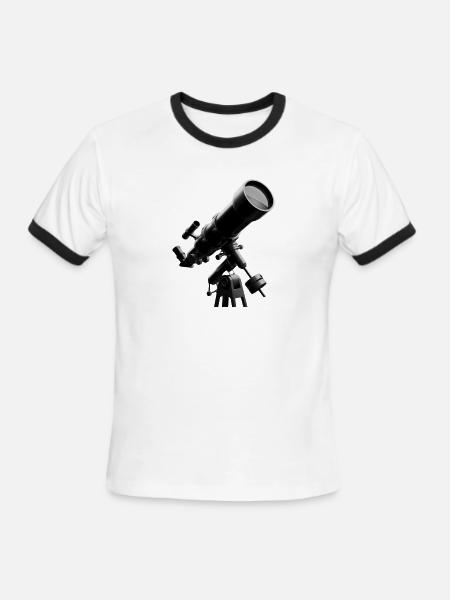 Skywatch Telescope Art - Men's Ringer T-Shirt - white/black