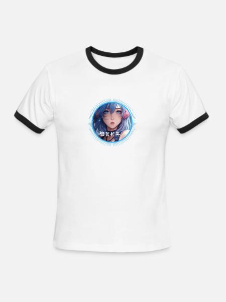 Cyberpunk Anime girl - Men's Ringer T-Shirt - white/black