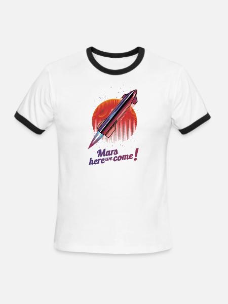 Mars Here We Come - Light - Men's Ringer T-Shirt - white/black