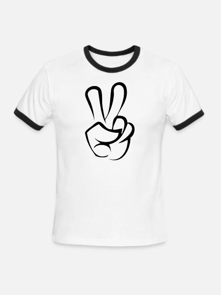 peace hand - Men's Ringer T-Shirt - white/black