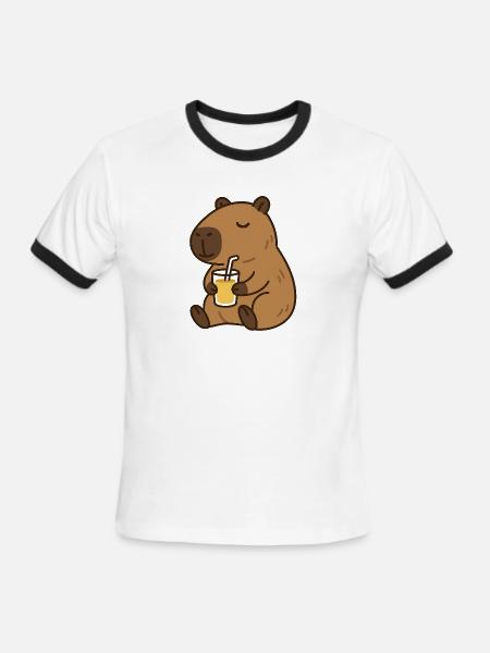 Bear Sips Sunshine - Men's Ringer T-Shirt - white/black