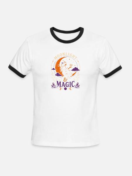 Moonlight & Magic Tshirt - Men's Ringer T-Shirt - white/black