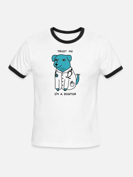 DOGTOR - Men's Ringer T-Shirt - white/black