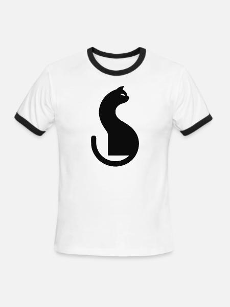 Quadratic Purrfection - Men's Ringer T-Shirt - white/black