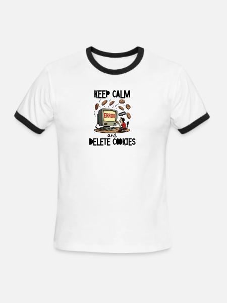 Retro Computer Error IT Delete Cookies Support - Men's Ringer T-Shirt - white/black