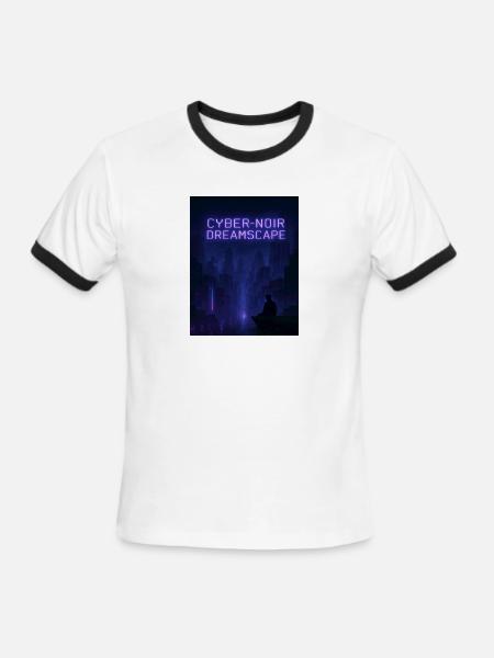 Cyber-Noir Dreamscape Design - Men's Ringer T-Shirt - white/black