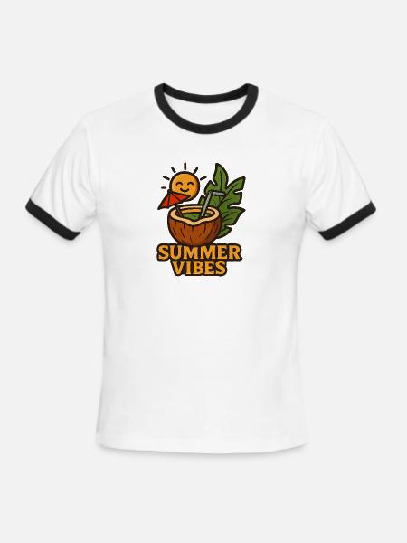Sunlit Coconut Summer - Men's Ringer T-Shirt - white/black