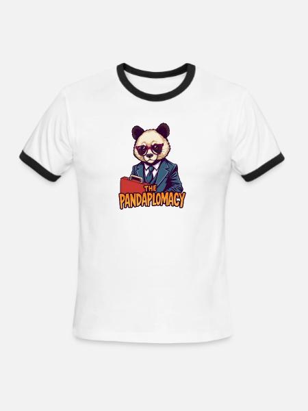 Pandaplomacy Suit Style - Men's Ringer T-Shirt - white/black