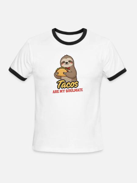 Taco Soulmate Sloth - Men's Ringer T-Shirt - white/black