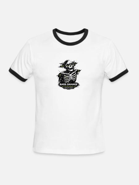 System Bones: Neon Circuit Monster - Men's Ringer T-Shirt - white/black