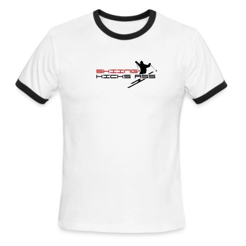 Skiing Kicks Ass - Men's Ringer T-Shirt