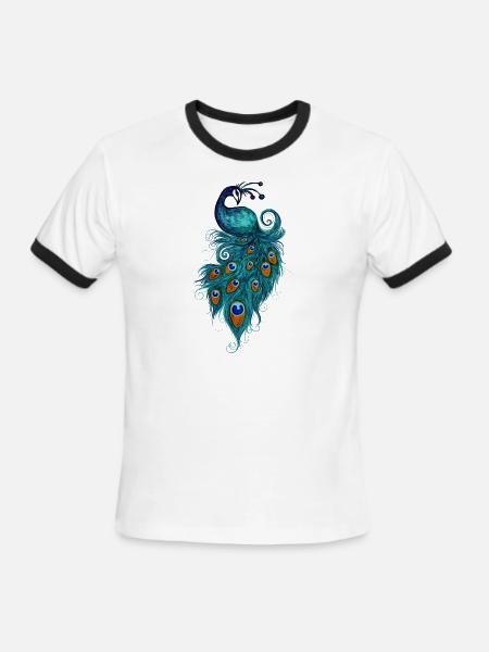 Peacock - Men's Ringer T-Shirt - white/black