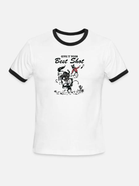 Cowboy Donnez le meilleur de vous-même - T-shirt à bandes contrastées pour hommes   - blanc/noir