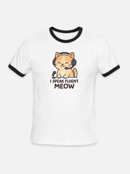 I Speak Fluent Meow - Men's Ringer T-Shirt - white/black