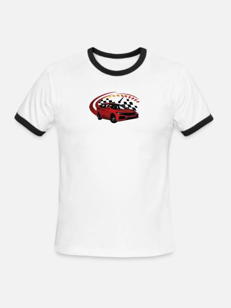 Crimson Racer Arc Car Design - Men's Ringer T-Shirt - white/black