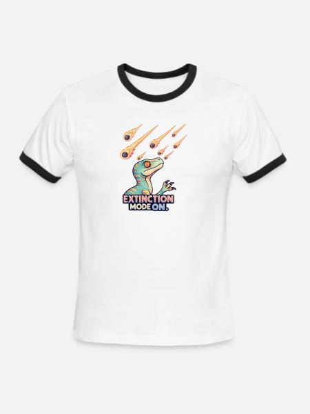Extinction Meteor Dino - Men's Ringer T-Shirt - white/black