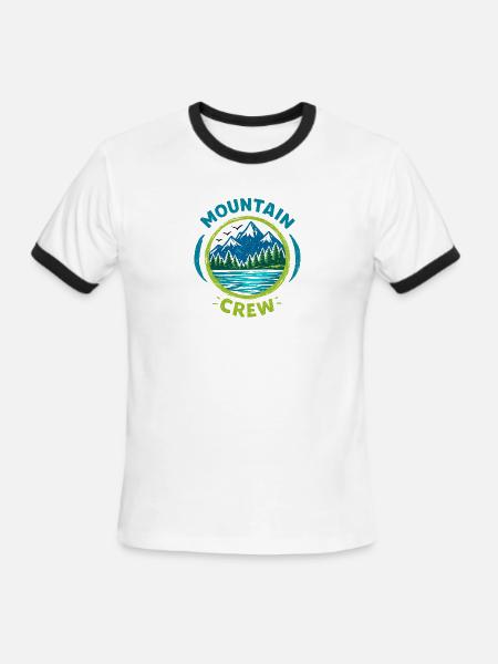 Mountain Crew Badge Logo - Men's Ringer T-Shirt - white/black