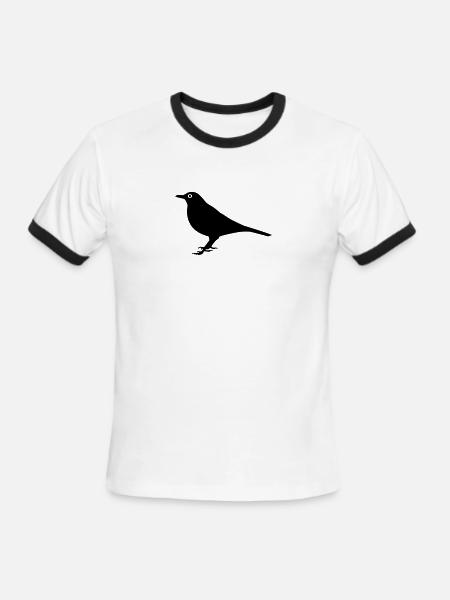 Bird Blackbird - Men's Ringer T-Shirt - white/black